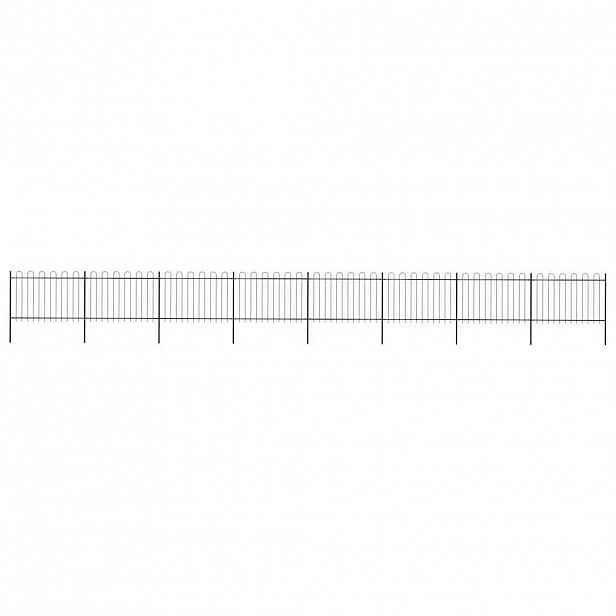 vidaXL Zahradní plot s obloukem nahoře ocelový 1339 x 120 cm černý