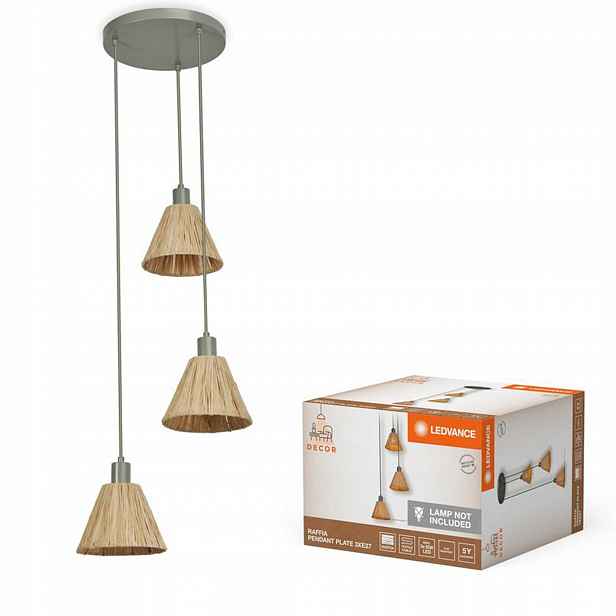 Závěsné Stropní Svítidlo Dekorativní E27 Převis Hnědá Zelená Raffia Decor