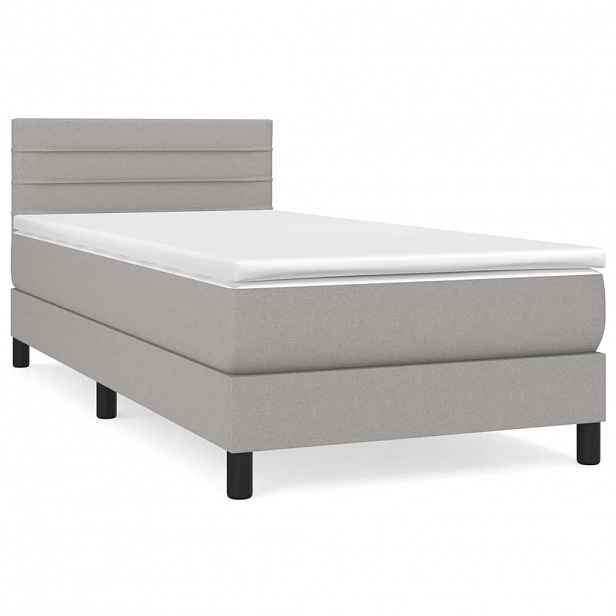 vidaXL Box spring postel s matrací světle šedá 90x190 cm textil