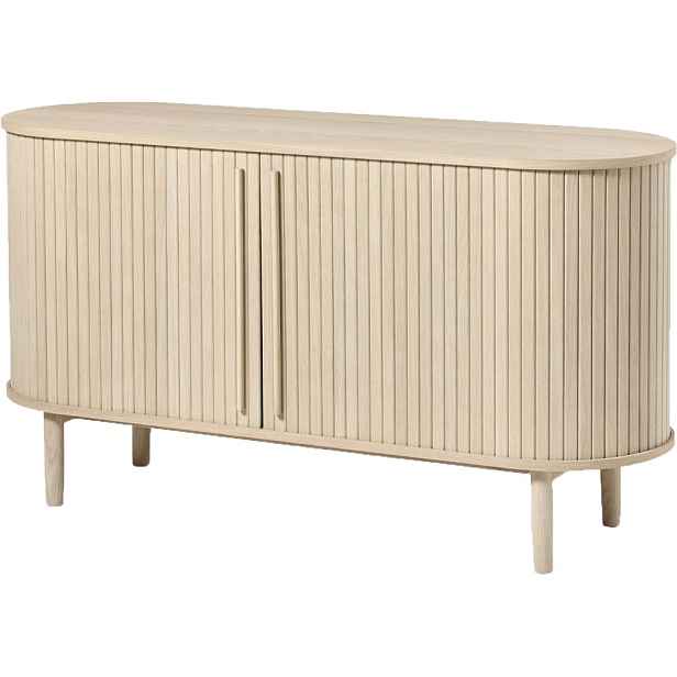 Komoda v dekoru dubu s posuvnými dveřmi v přírodní barvě 140x76x45 cm Meta – Unique Furniture