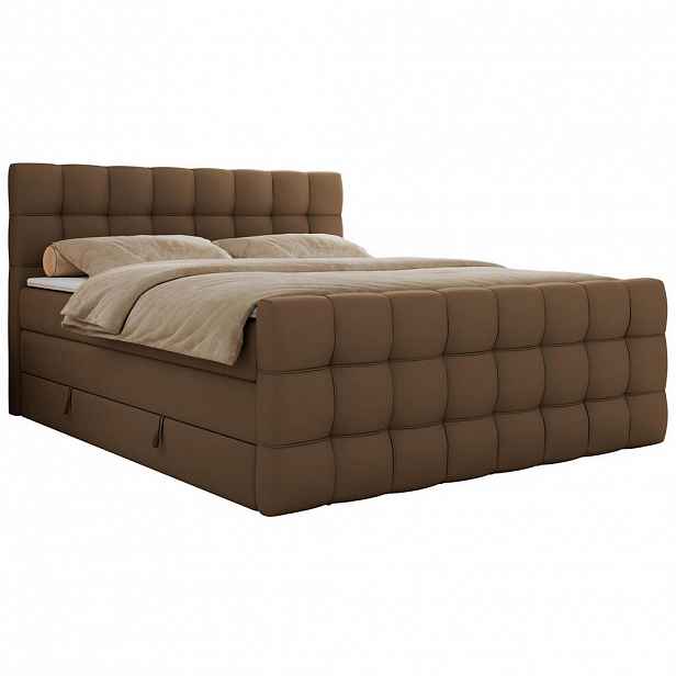 MKS POSTEL BOXSPRING ALTIVO KING DUO 120/200 - Hnědá Ekokůže - Topper Visco - H4