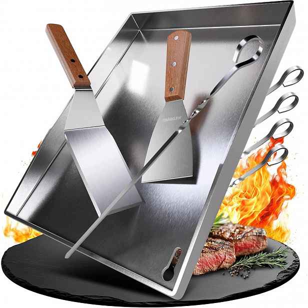Plancha Grill ová 40x30 cm Nerezová Ocel 2 špachtle špejle špíz