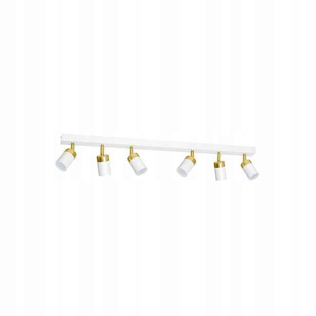 Stropní svítidlo bílá zlatá podlouhlá lišta 90 cm reflektory 6 bodů Milagro