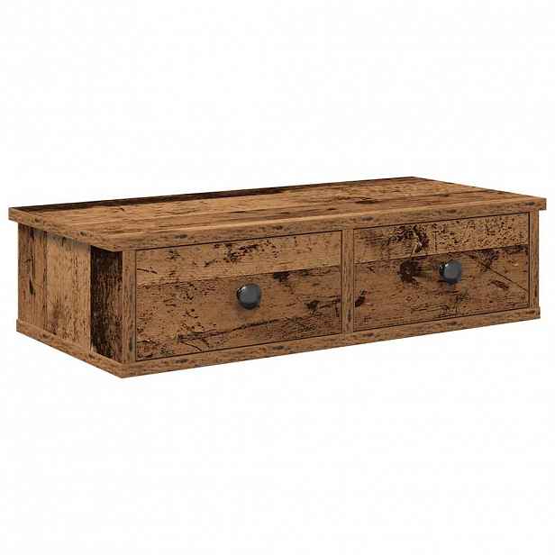 vidaXL Nástěnná police se zásuvkami old wood 60 x 28 x 15 cm kompozit