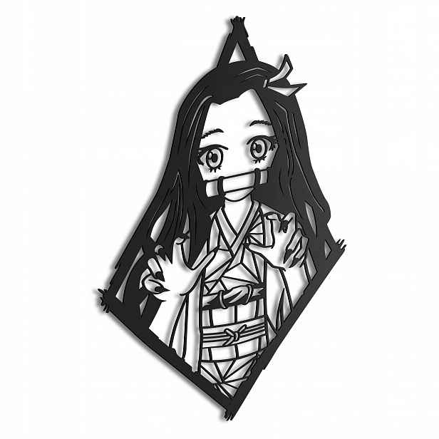 Dřevěný 3D obraz Anime Demon Slayer Nezuko Meč zabijáka démonů Dárek