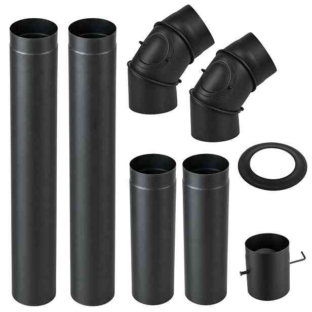 Dvojitá Sada Pro Krbová Kamna Fi 120 mm 4x Trubka 2xKOLENO Šiber Rozeta