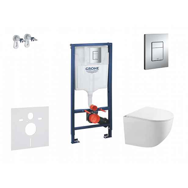 Grohe Rapid SL - Set předstěnové instalace, klozetu Gaia a sedátka softclose, tlačítko Skate Cosmpolitan, chrom SANI11BA1105