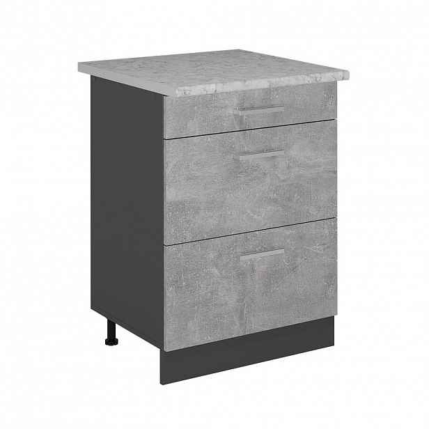Vicco SPODNÍ SKŘÍŇKA KUCHYŇSKÉ LINKY R-Line Beton 60 cm se zásuvkami, AP mramor