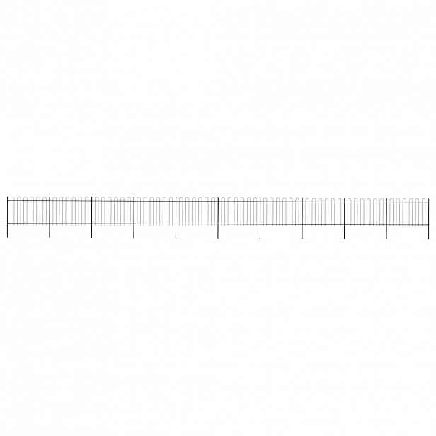 vidaXL Zahradní plot s obloukem nahoře ocelový 1673 x 120 cm černý