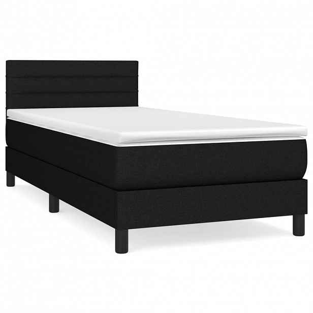 vidaXL Box spring postel s matrací černá 90x190 cm textil
