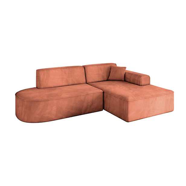 ALTDECOR ROHOVÁ SEDAČKA s otomanem, pravá IREA-L1-v3 232x165x77 Meruňková Velur