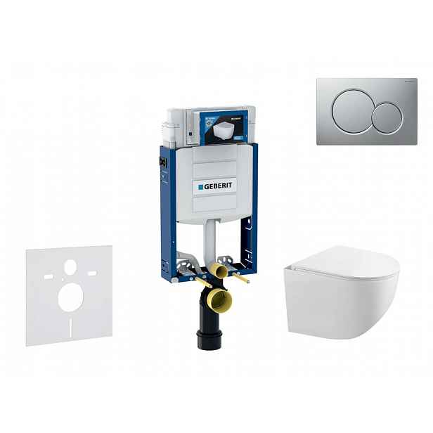 Geberit Kombifix - Set předstěnové instalace, klozetu Gaia a sedátka softclose, tlačítko Sigma01, lakovaný matný chrom SANI15CA1121