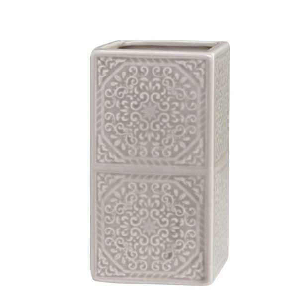 Latté porcelánový držák na kartáčky s ornamenty - 7*7*12 cm Chic Antique