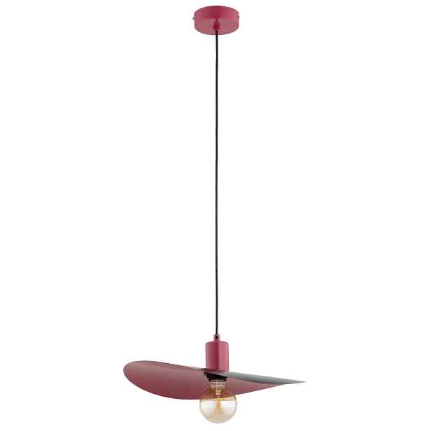 Retro závěsná lampa růžovo-černá s vlnitým stínidlem E27 15W Alfa