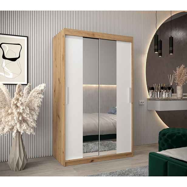 Skříň s posuvnými dveřmi v šířce 120 cm TIMEA 1 - dub artisan / bílá