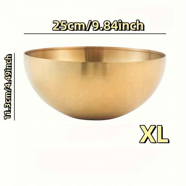 TEMU 1 ks Zlatá nerezová mísa - 15 cm / 20 cm / 25 cm Odolná, nerozbitná, víceúčelová mísa na saláty, dezerty, rýži, - Skvělé pro domácnost, večírky,