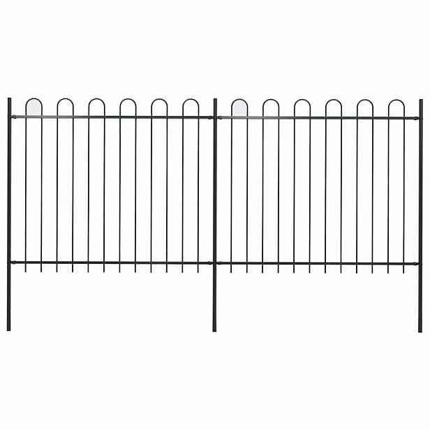 vidaXL Zahradní plot s obloukem nahoře ocelový 337 x 150 cm černý