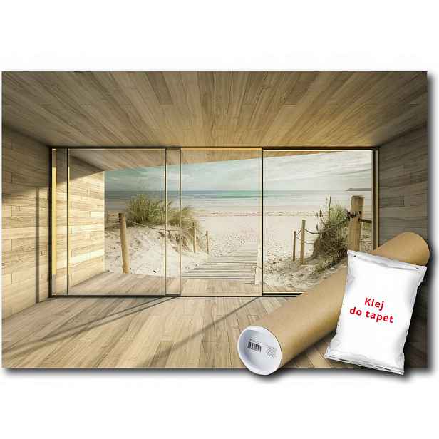 Vliesová fototapeta pláž okno terasa 3D 208x146