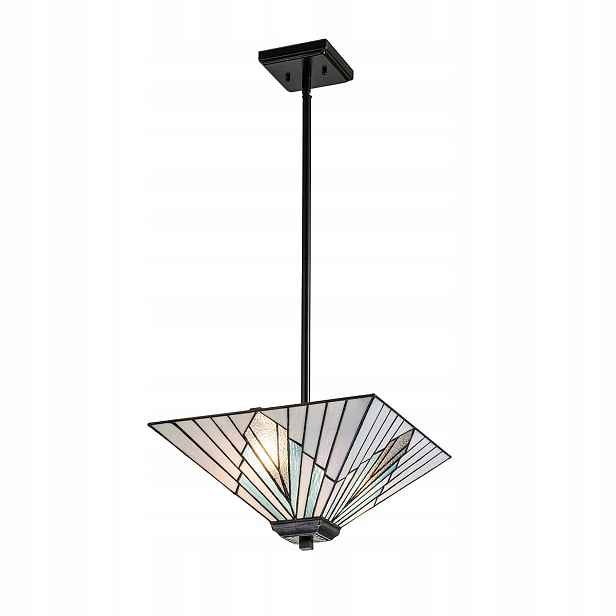 Závěsná vitrážová lampa Tiffany bílá modrá do ložnice Elstead