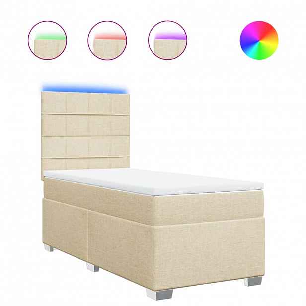 vidaXL Box spring postel s matrací krémová 100 x 200 cm textil