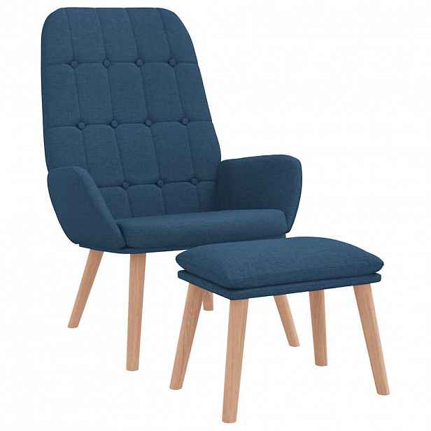 vidaXL Relaxační křeslo s podnožkou modré textil