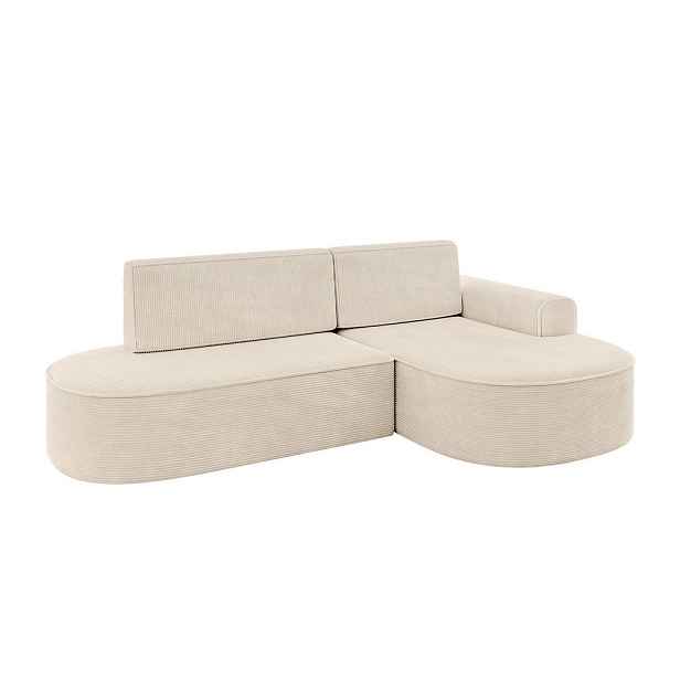 ALTDECOR ROHOVÁ SEDAČKA s funkcí spaní a otomanem, pravá MARI-L1-S 283x167x85 Béžová Manšestr