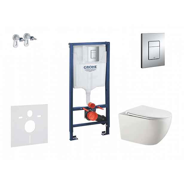 Grohe Rapid SL - Set předstěnové instalace, klozetu Gaia a sedátka softclose, tlačítko Skate Cosmopolitan, chrom SANI11BA1106