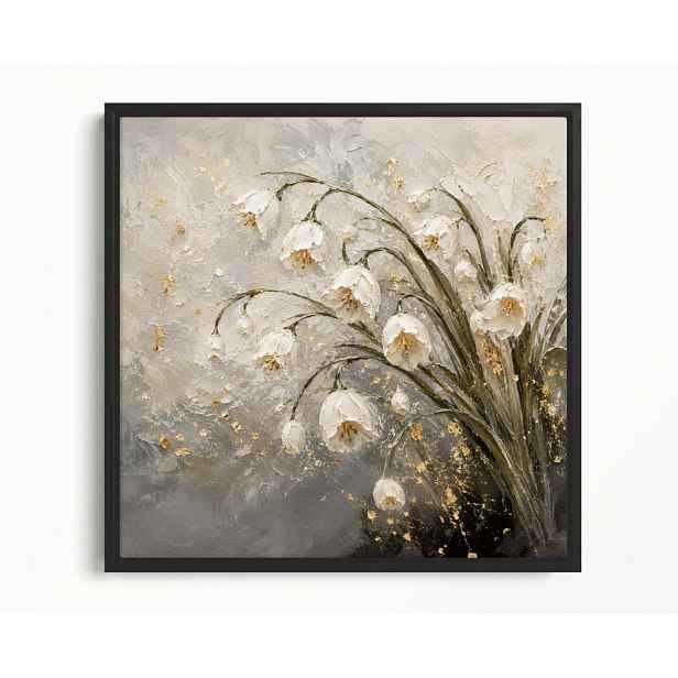 Obraz Rám American Box Zahrada Květiny Bílé Tulipány 3D Glamour Boho 60x60