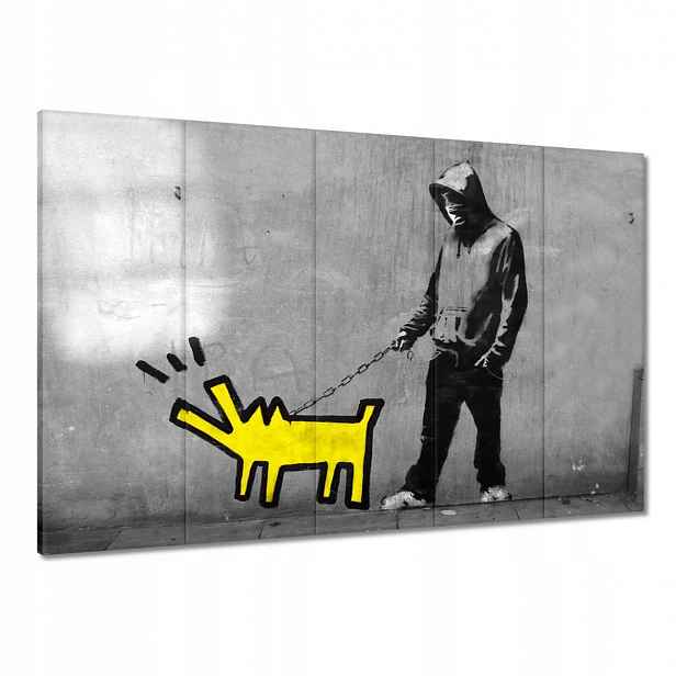Obrazy 100x70 Banksy žlutý pejsek
