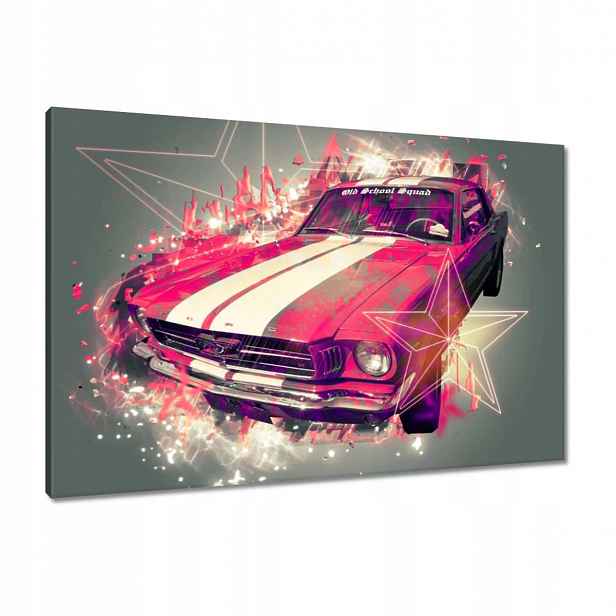 Obrazy 90x60 Růžový Ford Mustang Usa Old Sc