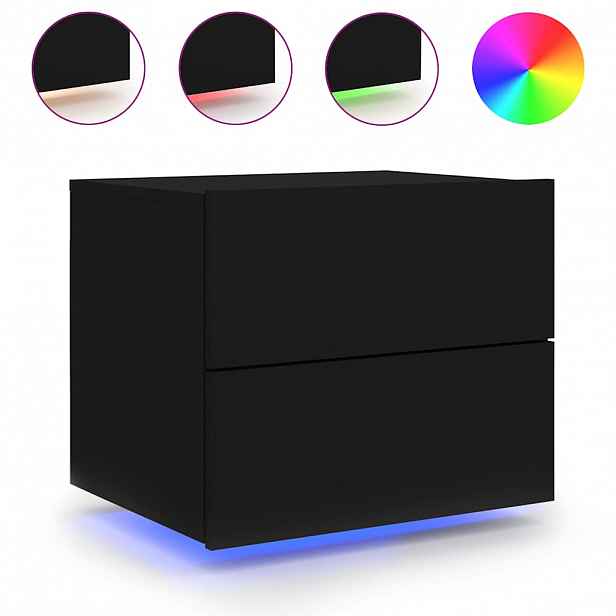 vidaXL Nástěnný noční stolek s LED osvětlením černý
