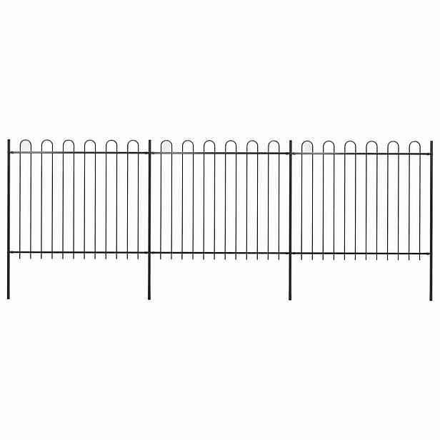 vidaXL Zahradní plot s obloukem nahoře ocelový 504 x 150 cm černý