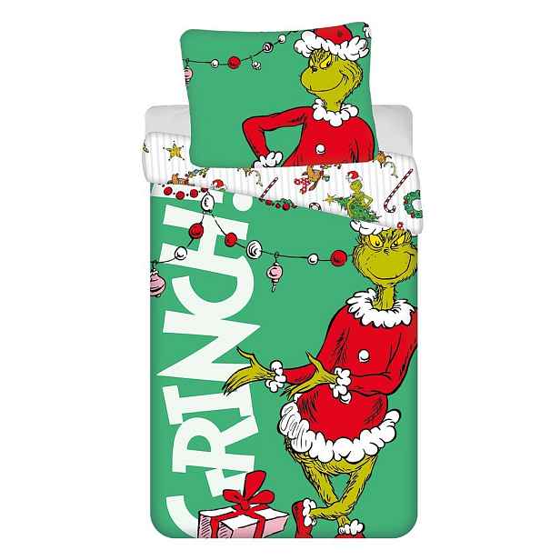 Zelené bavlněné dětské povlečení na jednolůžko 200x140 cm Grinch – Jerry Fabrics