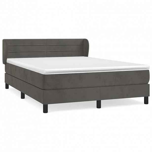 vidaXL Box spring postel s matrací tmavě šedá 160x200 cm samet