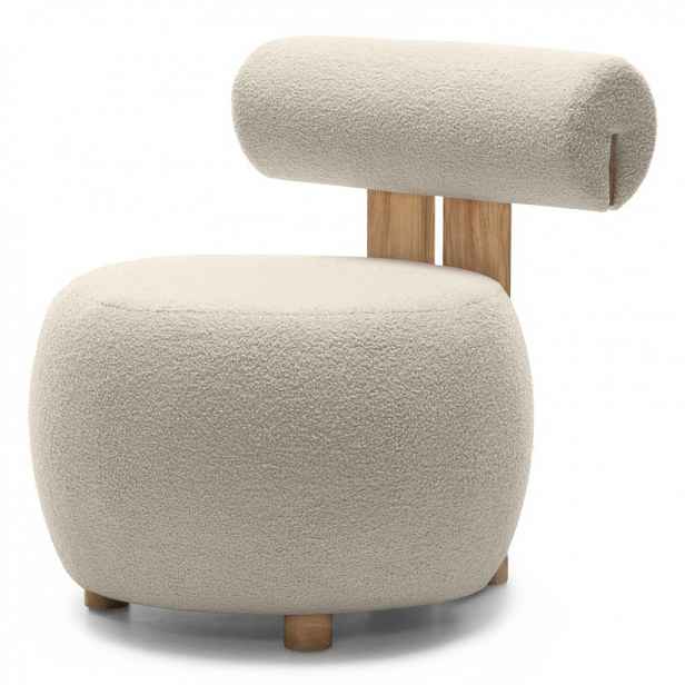 AKCE Béžové designové křeslo HANNA, dub II. jakost