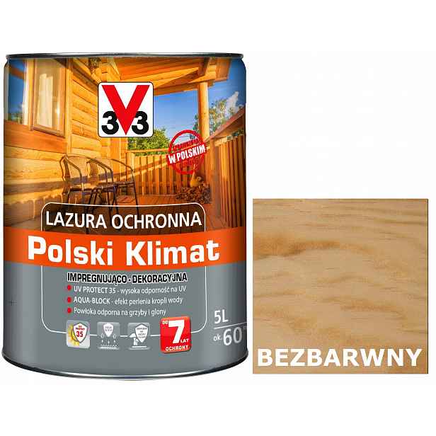 Lazura V33 Polský Klima 7 let Bezbarvá 5L