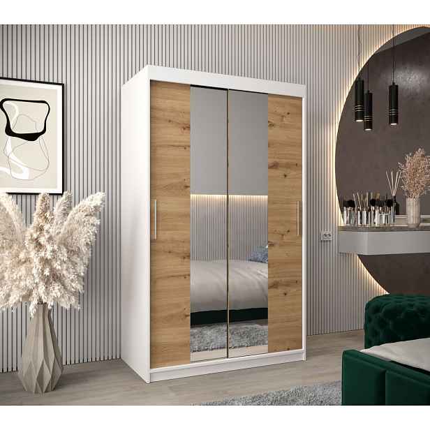 Skříň s posuvnými dveřmi v šířce 120 cm TIMEA 1 - bílá / dub artisan
