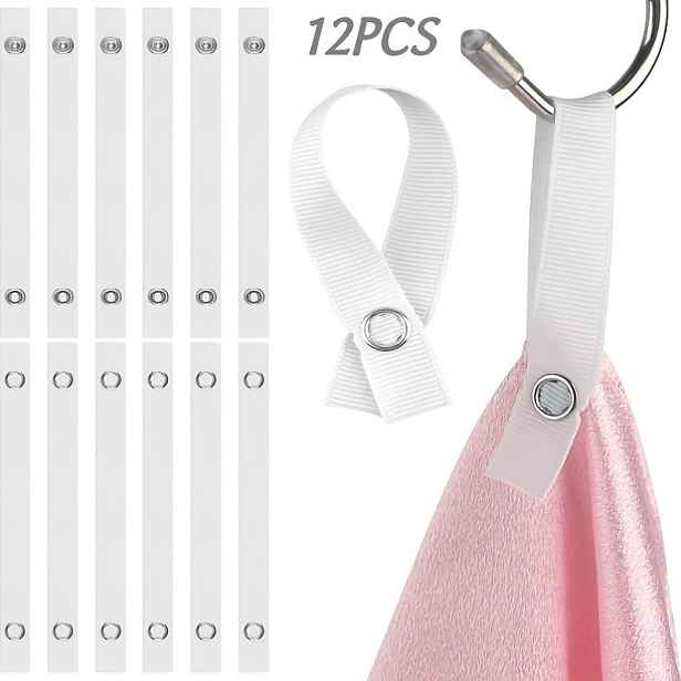 TEMU 12ks Bezešvé Popruhy na Zavěšení Ručníků s Kovovými Karabinami, Přenosná Plátěná Závěsná Úložná Taška, Vhodné pro Koupelnu, Kuchyni,