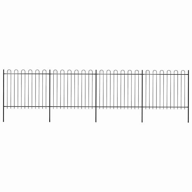 vidaXL Zahradní plot s obloukem nahoře ocelový 671 x 150 cm černý