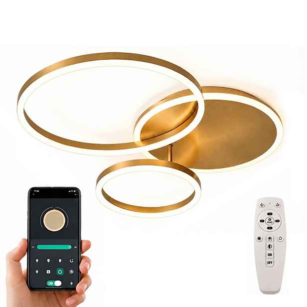 Závěsné Stropní Svítidlo Zlatá Led Lustr Ring Moderní S Dálkovým Ovládáním App