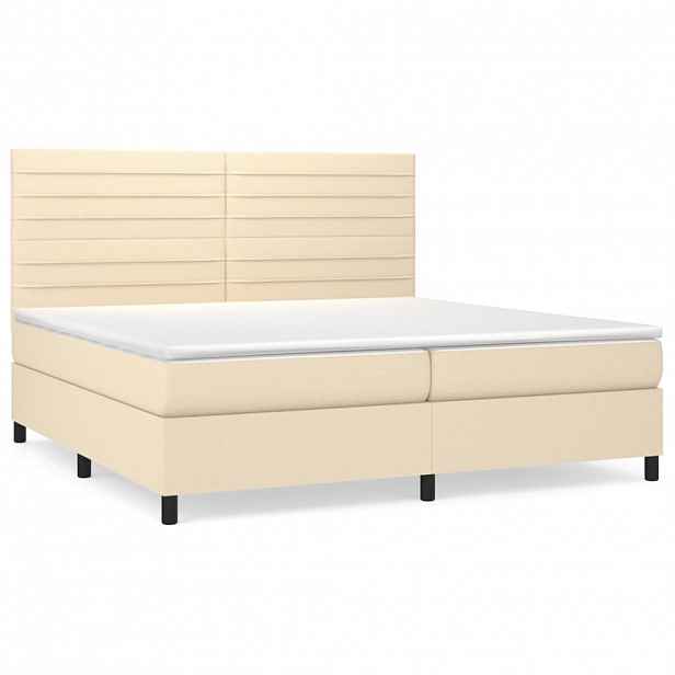 vidaXL Box spring postel s matrací krémová 200x200 cm textil