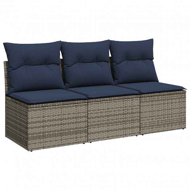 vidaXL Zahradní sofa s polštářem Šedá 165 x 62 x 69 cm Poly ratan