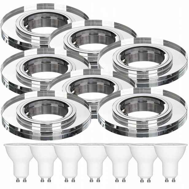 6x Skleněné Stropní Svítidlo Zapuštěné Do Stropu Křišťál 10W Led Žárovky