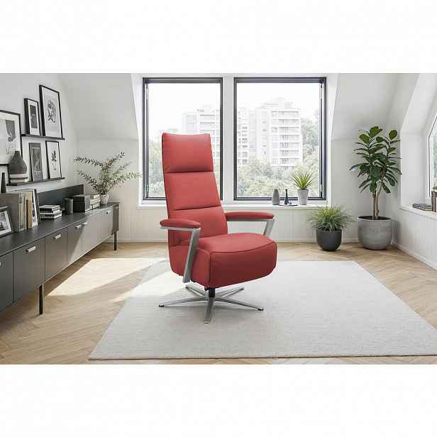 Sit & More RELAXAČNÍ KŘESLO, kůže, červená