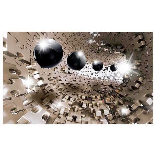Fototapeta Tunel 3D Černé Sféry Metalik & Abstrakce 300x210 lepidlo