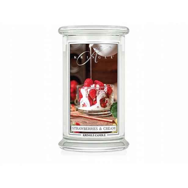 Kringle Candle Strawberries & Cream – velká vonná svíčka 624 g, 2 knoty