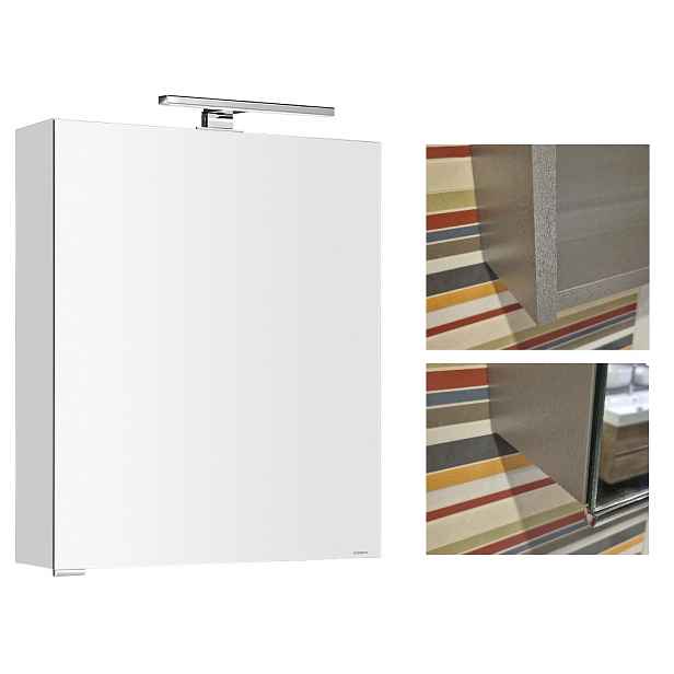 Sapho MIRRÓ galerka s LED osvětlením; 60x70x16cm; levá/pravá; Aluminium (Šedá stříbřitá) VYSTAVENÝ VZOREK; TOP STAV; BEZ ZÁRUKY NA POVRCHOVÉ VADY (ZÁRUKA 1 ROK)
