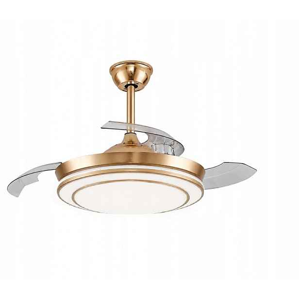 Stropní svítidlo s Led ventilátorem – Zlatý lesk a matný Dálkový Ovladač – 3 barvy světla