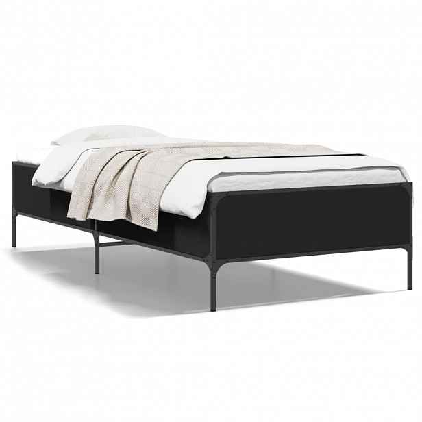 vidaXL Rám postele černý 100 x 200 cm kompozitní dřevo a kov