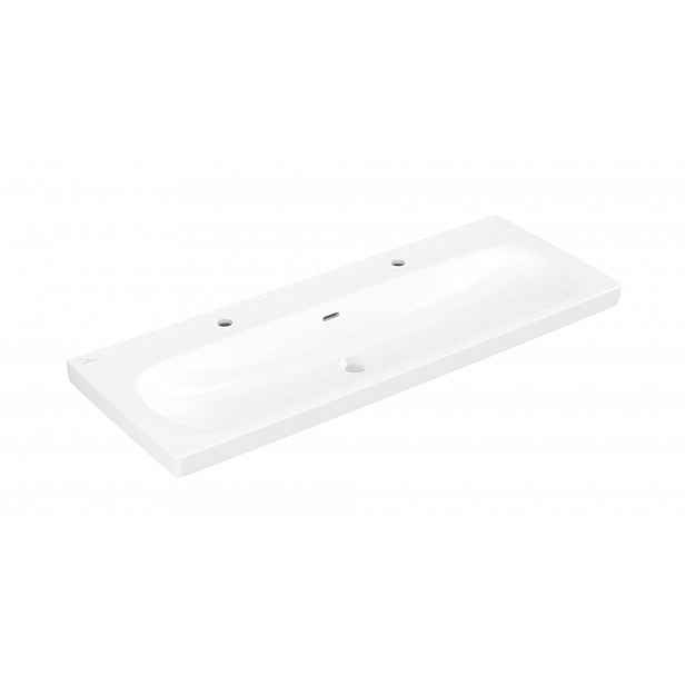 Villeroy & Boch Skyla - Umyvadlo 120x46 cm, s přepadem, 2 otvory pro baterii, alpská bílá 5A51C401